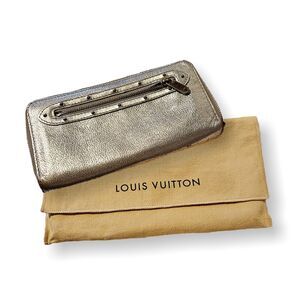 Louis Vuitton (Authentic) Silver Metallic Suhali Long Zippy Wallet w/ Dust Cover